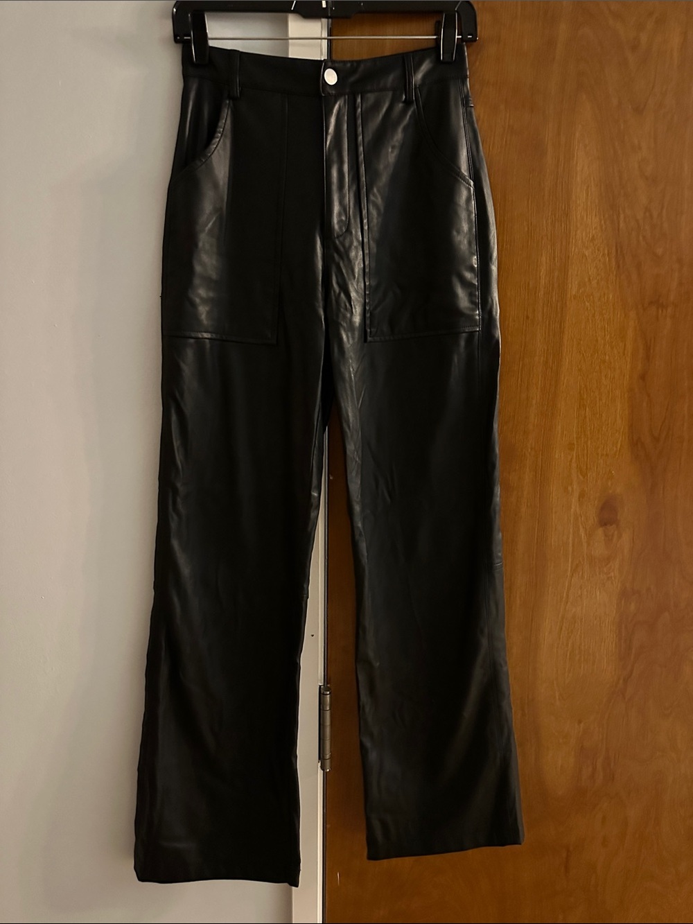 Black Faux Leather Pants Black
